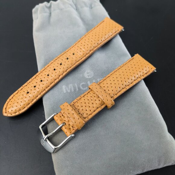 18mm Michele Watch Band Tan Leather SAME DAY SHIPPING - Picture 2 of 6